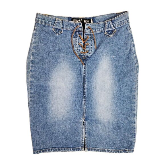 Quizz New Denim Skirt Womens 5/6 Midi Y2k Style Lace Front Low Rise Bratz 90s - Picture 1 of 9